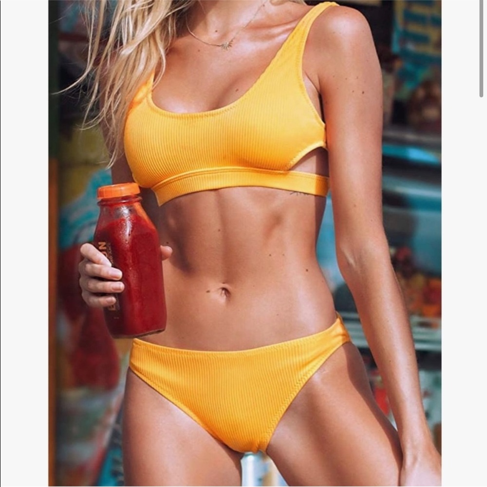 Cupshe Yellow Ribbed Bikini